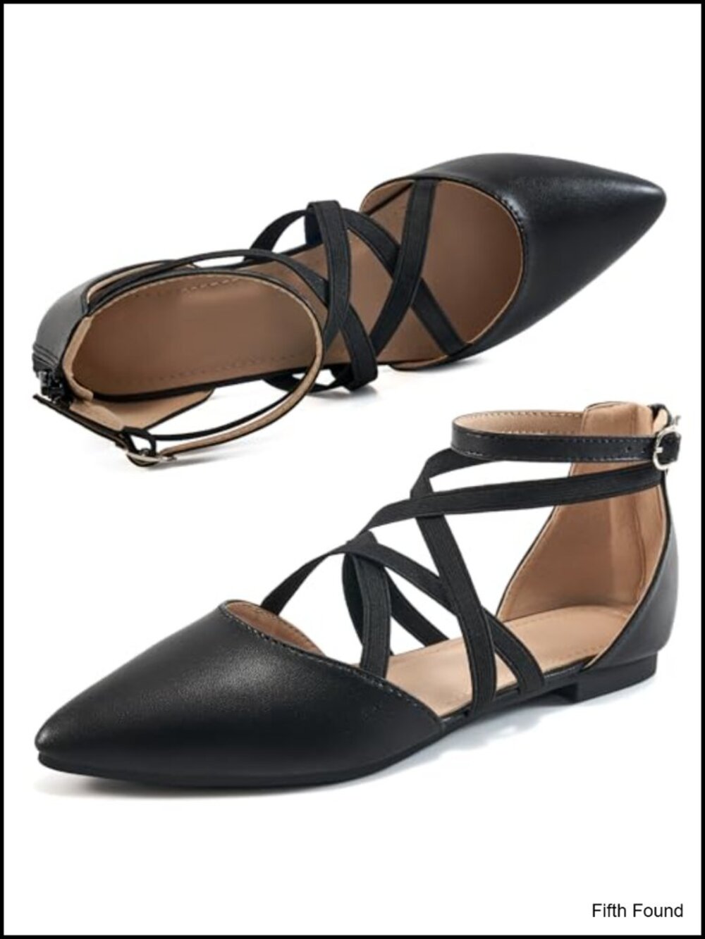 Womens Pointed Toe Ballet Flats Faux Leather Cushioned Dress Shoes